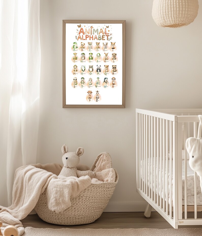 Animal Alphabet Wall Art | ABC Chart Print | Nursery, Classroom ...