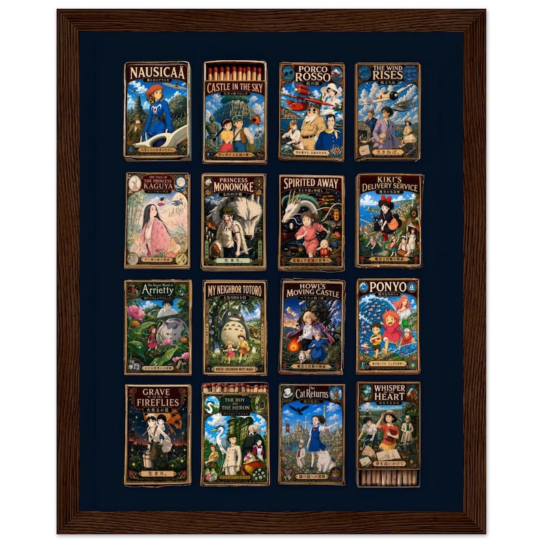 Lámina decorativa de Studio Ghibli con diseño de caja de cerillas, póster de película de anime, decoración inspirada en Miyazaki, arte japonés retro, regalo de anime imagen 5