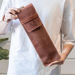 Leren drumsticktas, monogram drumsticktas, leren drumstickcase, drumstickhouder leer, drumstickhoes, drumstickzakje