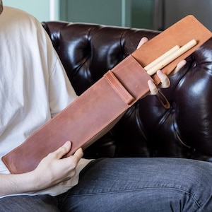 Custom leather drumstick case, Leather drumstick holder, Personalized drumstick case, Drumstick bag, Engraved drumstick holder