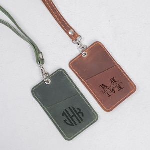 Sleutelkoord leren ID-kaarthouder, gepersonaliseerde ID-kaarthouder, leren badgesleutelhanger, badgehouder nek, aangepaste ID-kaarthouder, ID-hoesje