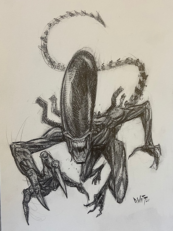 The Alien Original Pencil Drawing - Etsy