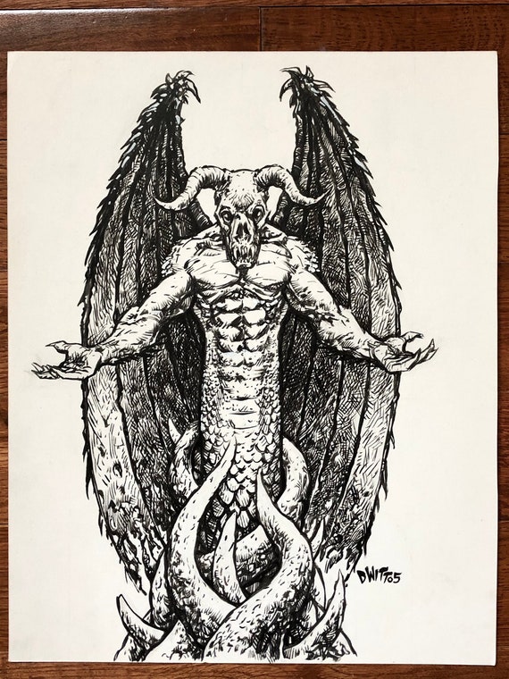 Demon Rising original ink drawing | Etsy