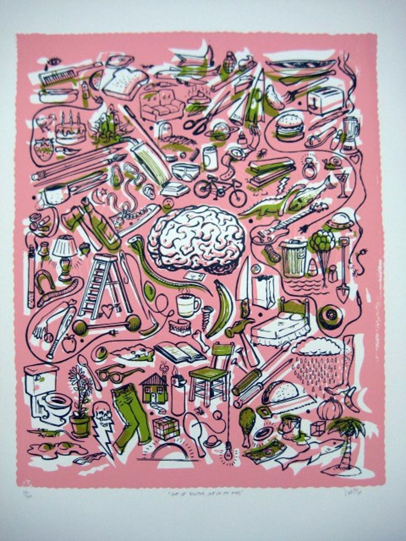 Out of Register Out of My Mind limited edition hand made screenprint image 1