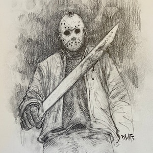 Jason Vorhees Friday the 13th original pencil drawing