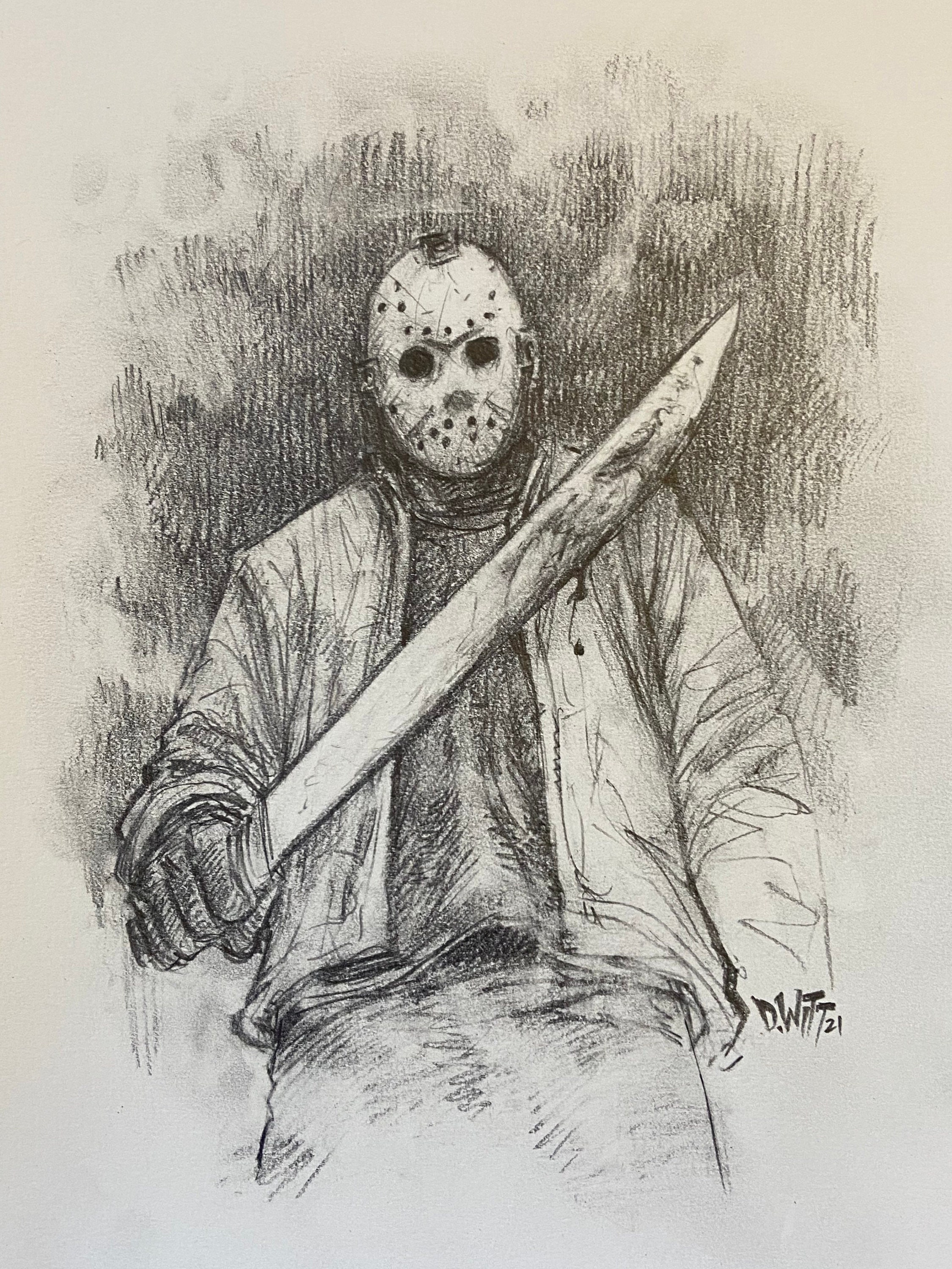 Jason Vorhees viernes 13 dibujo a lápiz original - Etsy España