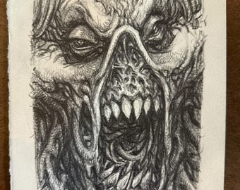 Monster original pencil drawing