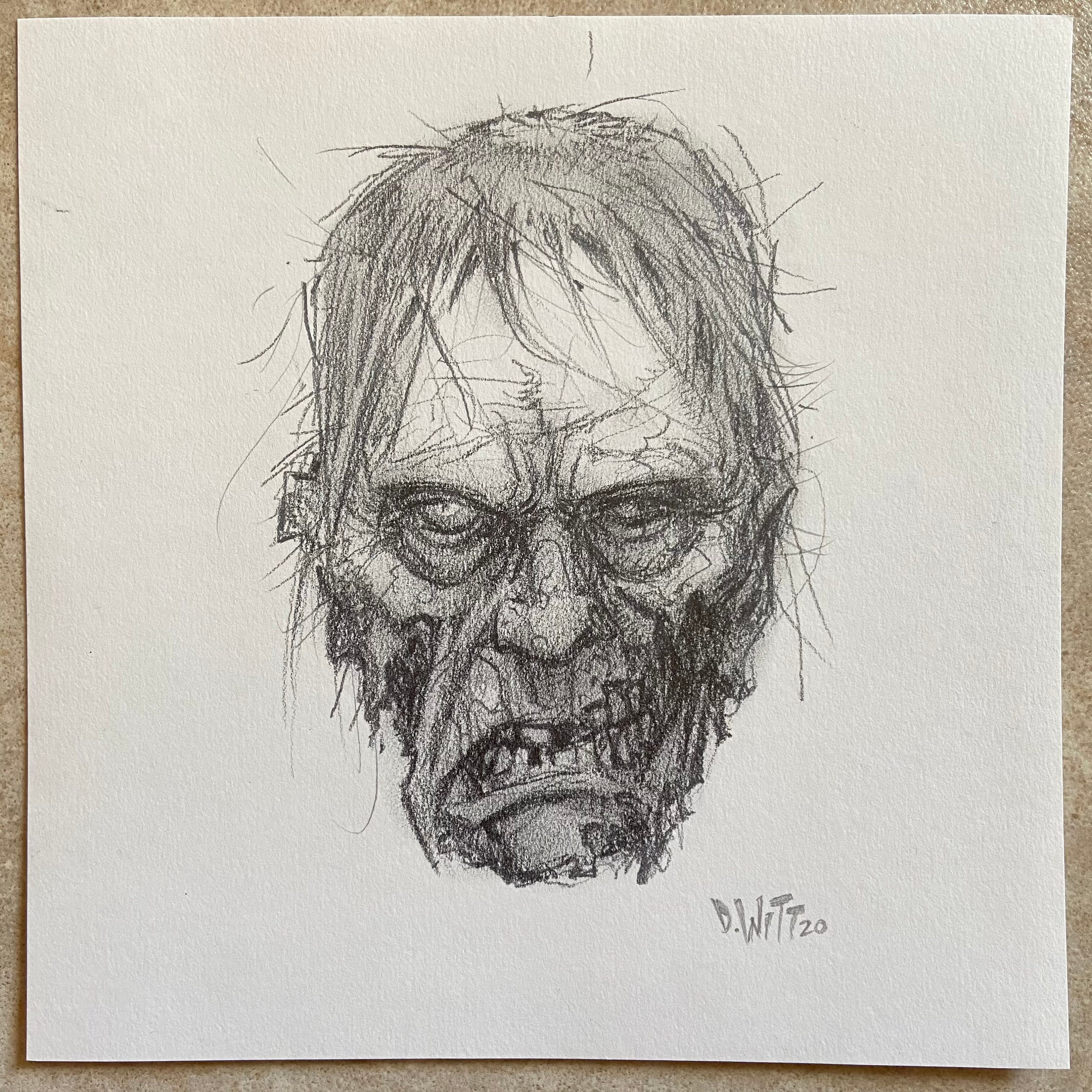 Grumpy Face original pencil drawing