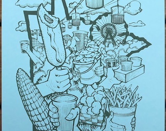 MN State Fair blue paper screnprint