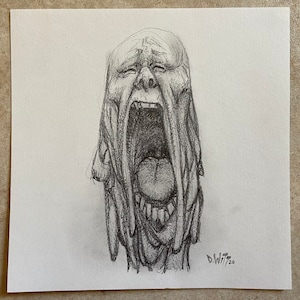 Screaming Drip Face original drawing