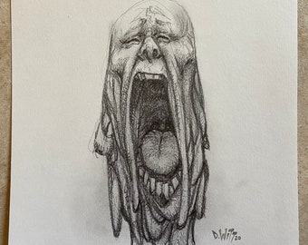 Screaming Drip Face original drawing