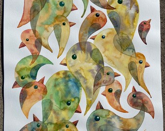 Bird Drips 24:2 original watercolor painting