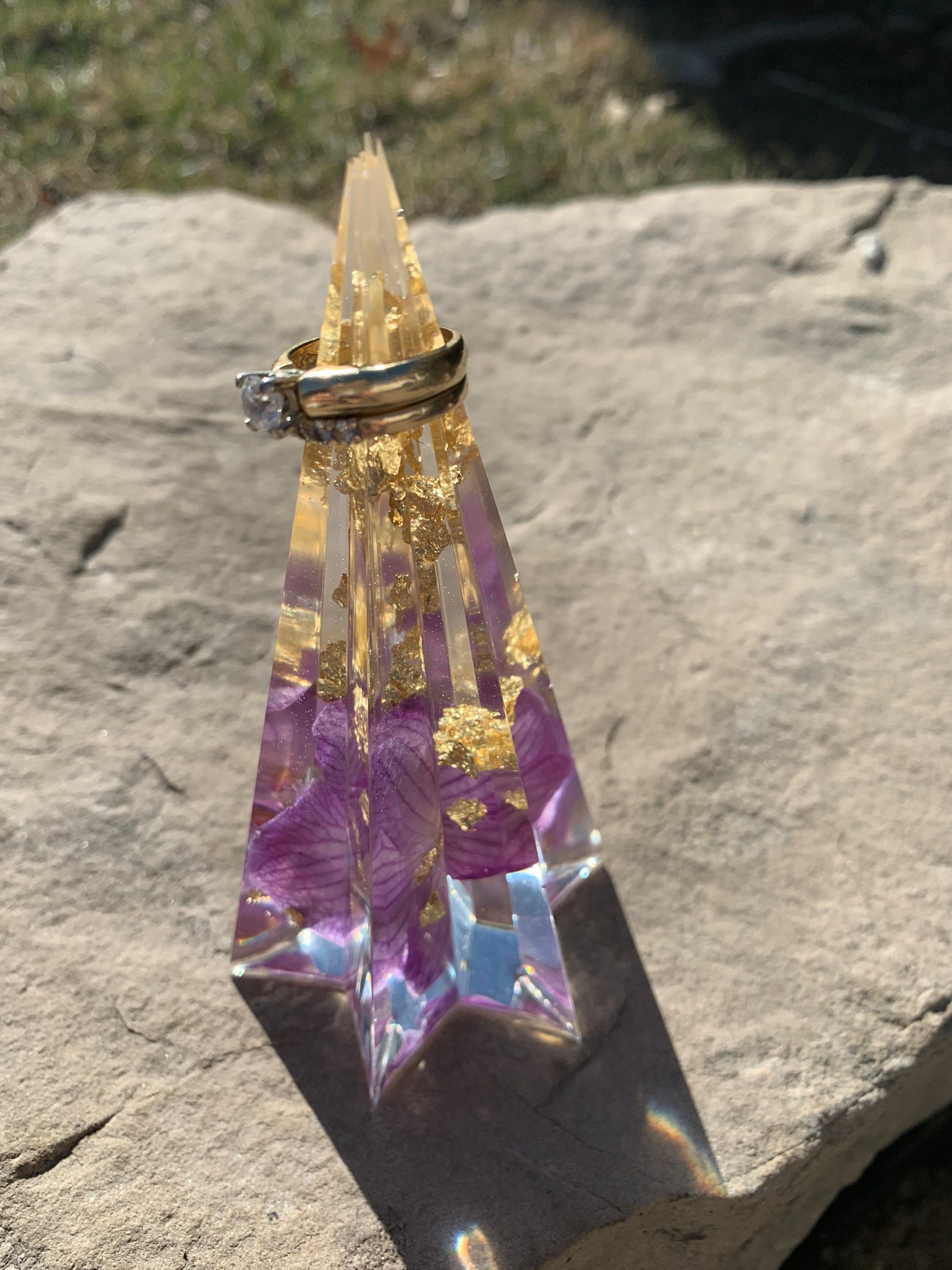 Resin ring holder with orchid resin ring holder cone resin Etsy