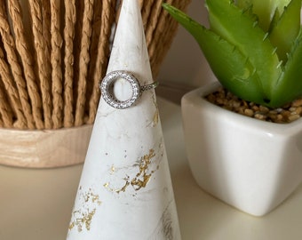 White marble gold leaf ring cone| ring cone| marble gold leaf decor| ring cone gold leaf |