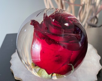 Floral resin sphere| memorial flowers | wedding flowers | resin sphere| flowers encased in resin