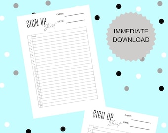 Hoja de registro genérica/en blanco/diseño minimalista/descarga instantánea