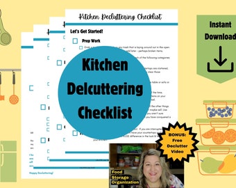 Lista de control para ordenar la cocina + Vídeo BONIFICADO / Descarga instantánea de PDF