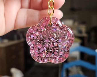 Llavero o dije de resina con forma de flor brillante - niñas - regalo - llaves - mochila - bolso