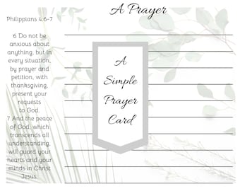 Tarjeta de petición de oración imprimible / Diseño minimalista con líneas (PDF)