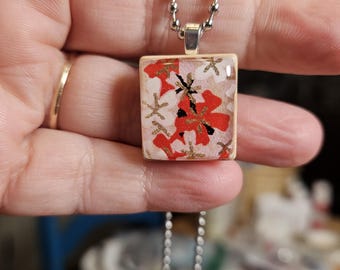 Papel japonés Washi / Colgante de ficha de Scrabble / Chiyogami / Collar / Regalo / Reciclaje creativo / Reutilización