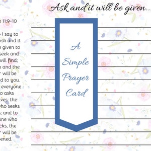 Carte de prière simple | Carte de demande de prière imprimable | carte de correspondance | Minimaliste | Verset biblique | Téléchargement numérique | Vierge ligné | Étude biblique