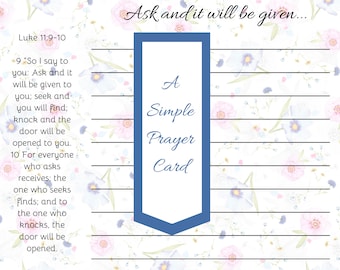 Printable Prayer Request Card | Minimalist Bible Study Note Card (Digital Download)