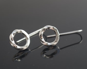 Twisted and Squared Donut Dangle Earrings in Sterling Silver