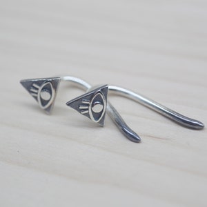 Evil Eye Gauged Earrings in Sterling Silver Nail Ear Plug 12g 2mm 10g 2.5mm 14g 1.5mm or custom 3rd eye jewelry image 7