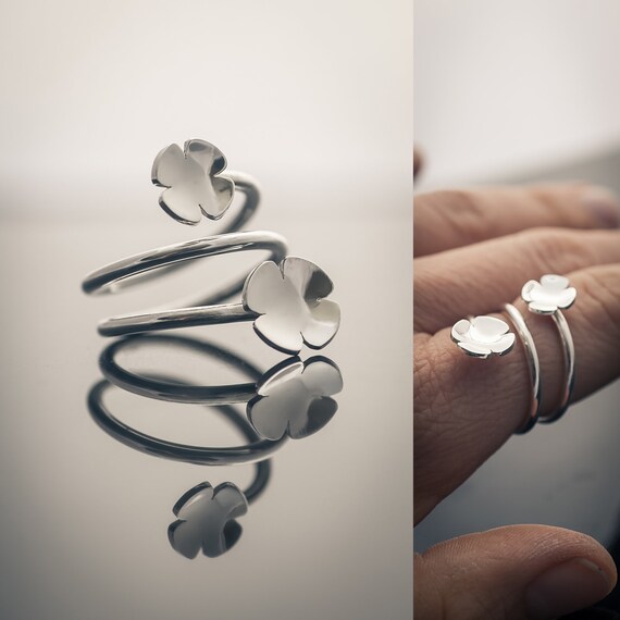 Double Lucky Clover Ring Sterling Silver Four Leaf Clover Etsy Double Lucky Clover Ring Sterling Silver Four Leaf Clover Etsy