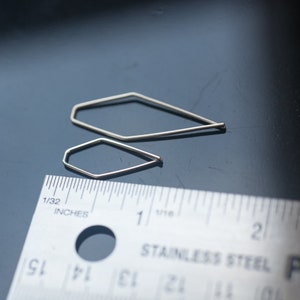 Geometric Minimalist Looped Pentagon Simple Open Hoop Earrings in Sterling Silver Threader Kite Earrings image 8