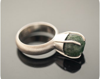 Raw Gemstone Ring - Hard Candy Tsavorite Sterling Silver Ring