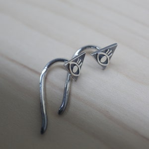 Evil Eye Gauged Earrings in Sterling Silver Nail Ear Plug 12g 2mm 10g 2.5mm 14g 1.5mm or custom 3rd eye jewelry image 9