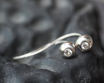 Long Earrings in Sterling Silver with White Sapphire