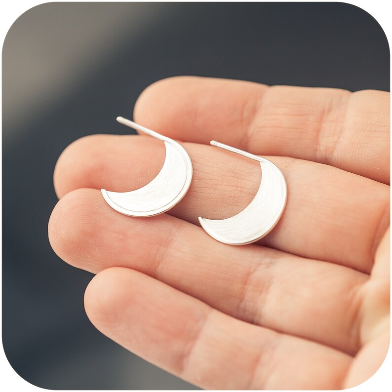 Luna Blades Moon Crescent Sterling Silver Stud Earrings image 3