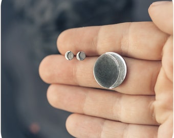 Small Luna - Moon Crescent Sterling Silver Stud Earrings