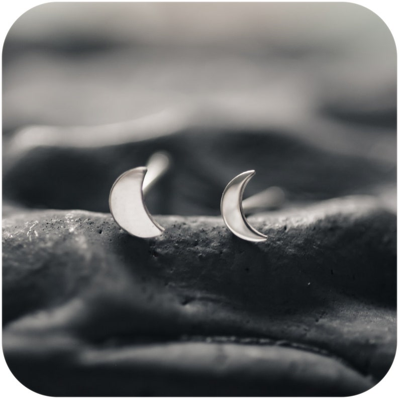 Luna Moon Crescent Sterling Silver Stud Earrings Mix and match image 1