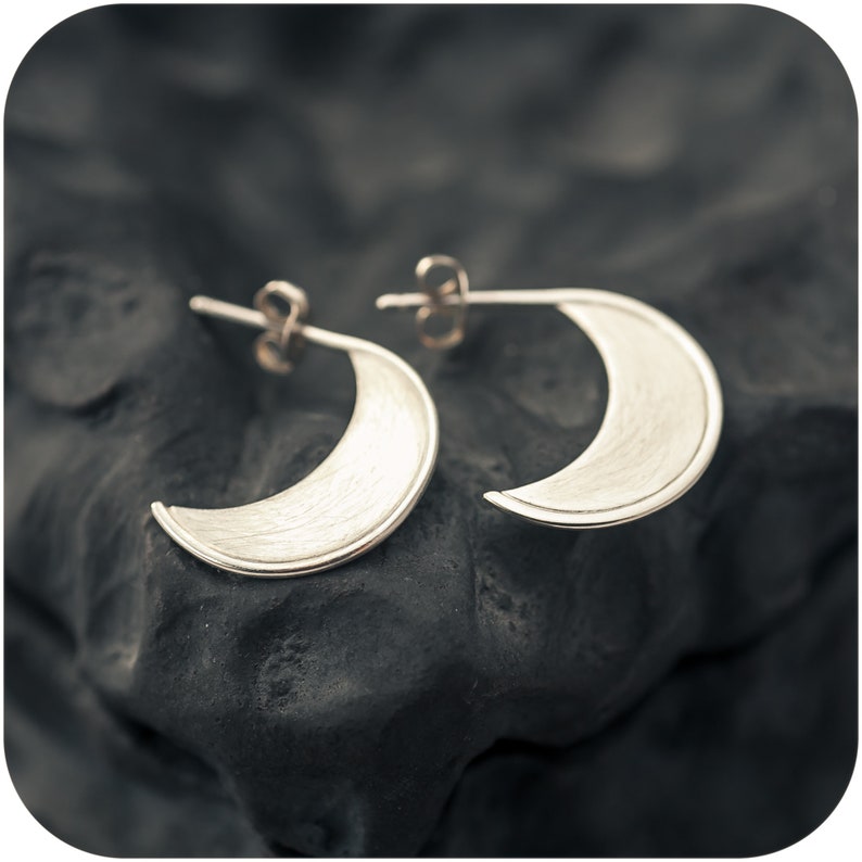 Luna Blades Moon Crescent Sterling Silver Stud Earrings image 1