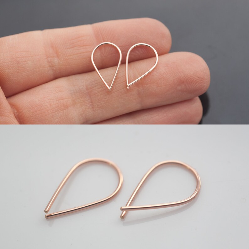 Looped Petites boucles d'oreilles dormeuses simples en or rose 14 carats image 1