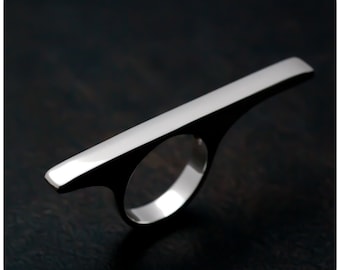 Sterling Silver Asymmetrical Bar Ring - Anique Ring