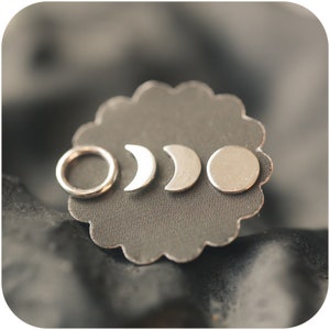 Luna - Parure de clous d'oreilles en argent sterling phases de lune