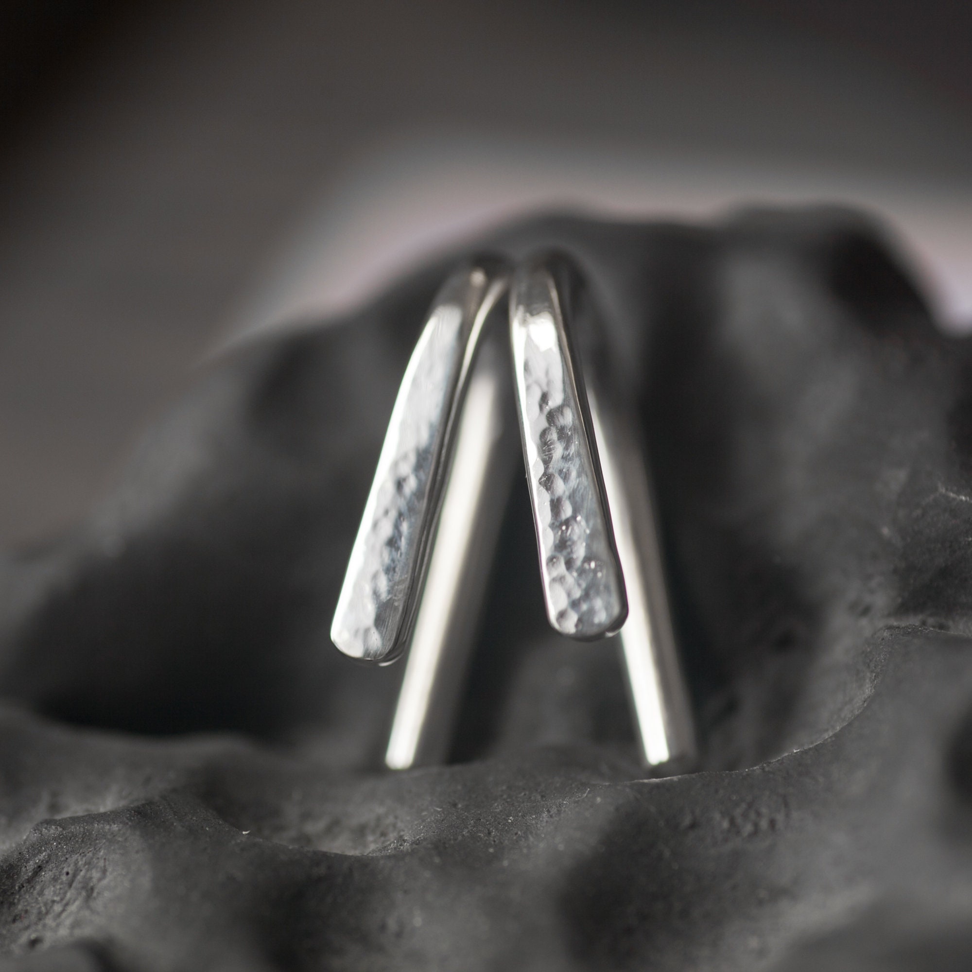 U Hammered #2- Gauged Simple Earrings in Sterling Silver for Stretched Ears 3mm 8g 2.5mm 10g 2mm 12g 1.5mm 14g