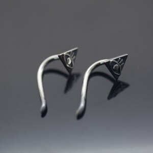 Evil Eye Gauged Earrings in Sterling Silver Nail Ear Plug 12g 2mm 10g 2.5mm 14g 1.5mm or custom 3rd eye jewelry image 5