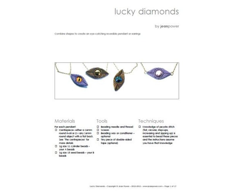 Lucky Diamonds Beaded Pendant ENGLISH LANGUAGE Beading Etsy