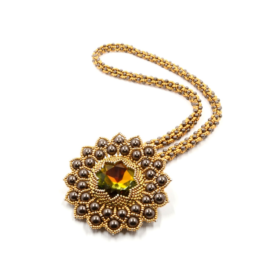 Peacock Flower Necklace ENGLISH LANGUAGE Beading Pattern Etsy