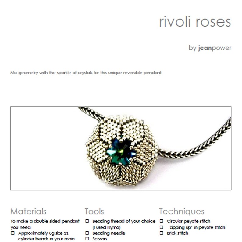 Rivoli Roses Pendants ENGLISH LANGUAGE Beading Pattern Etsy