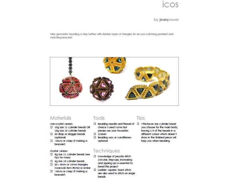 Icos Beaded Pendants & Beaded Bracelets ENGLISH LANGUAGE Etsy