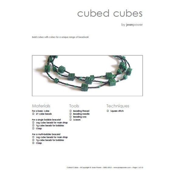 Cubed Cubes Beaded Beads- ENGLISH LANGUAGE - Beading Pattern - Etsy
