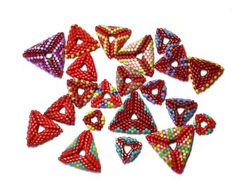 3D Geometric Triangle Beaded Beads - ENGLISH LANGUAGE - Beading Pattern