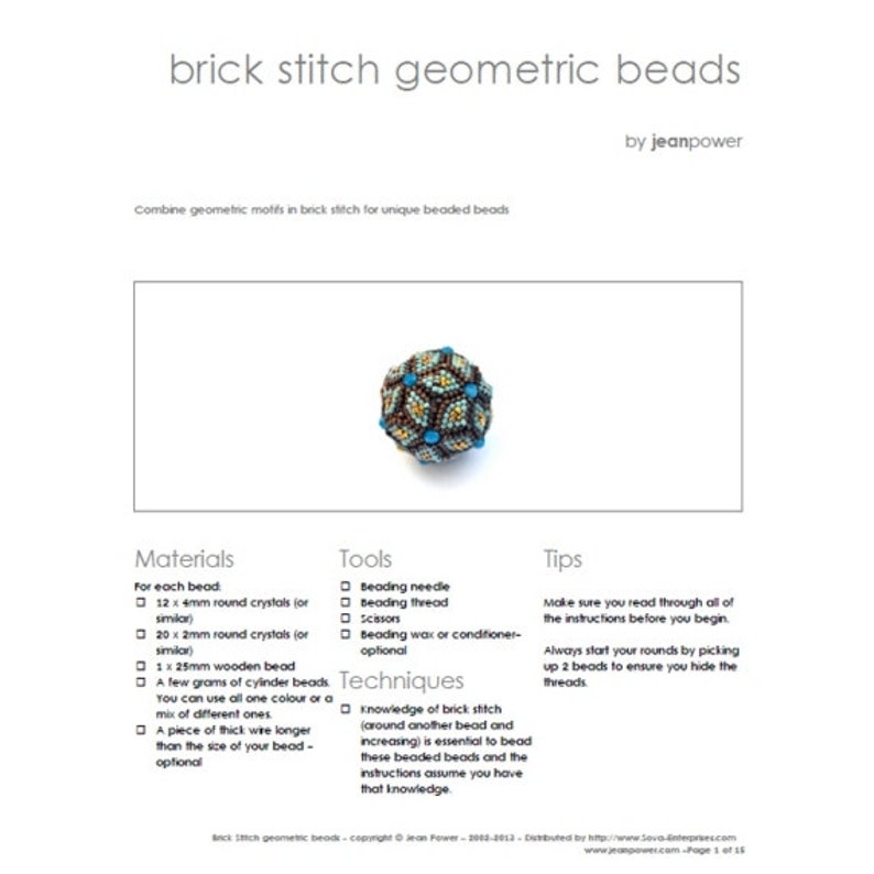 Geometric Beaded Beads ENGLISH LANGUAGE Beading Pattern Etsy