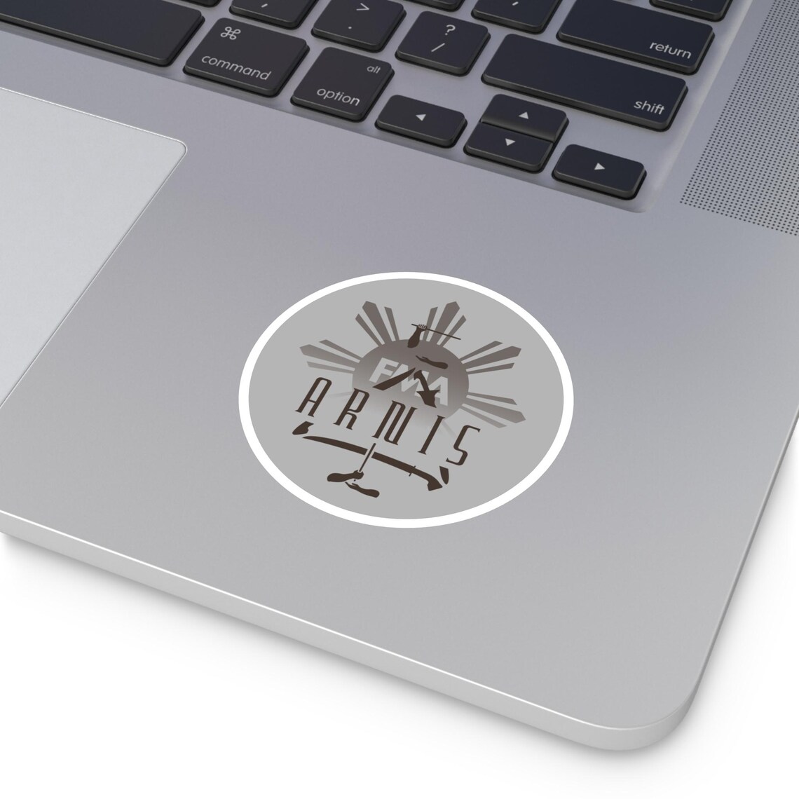 FMA Salute Round Sticker - Arnis With Three Swords, Philippine Sun, and ...